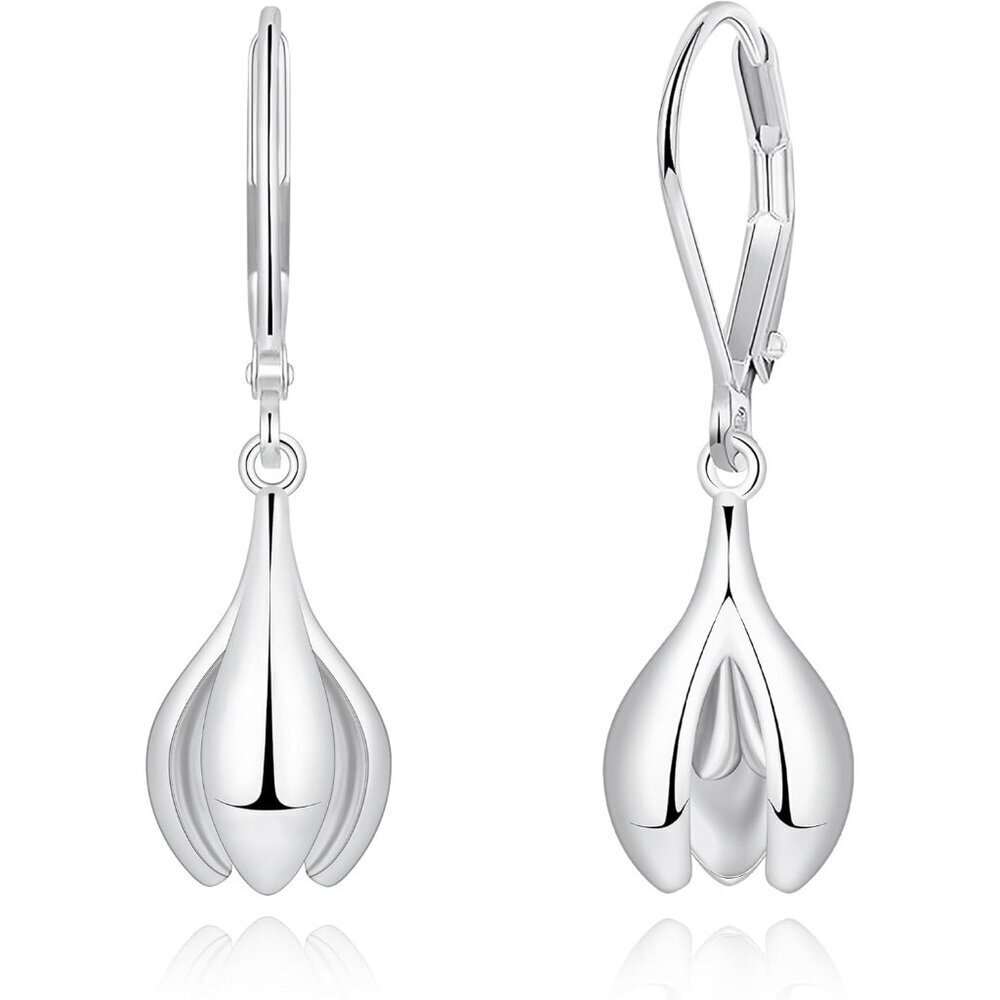 Dainty Silver- Floral Leverback Dangle Drop Hypoallergenic Earring for Women